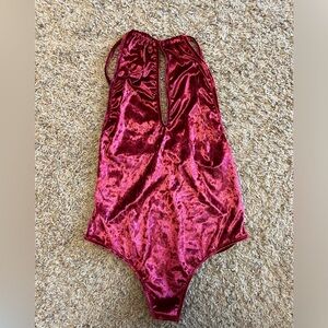 Red velvet costume leotard bodysuit size large